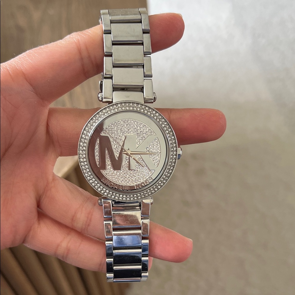 Michael Kors Silver Crystal-Embellished Watch